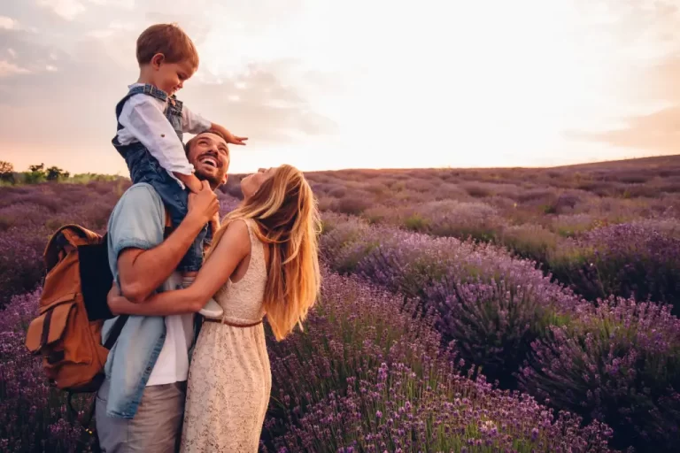 Family in a lavender field